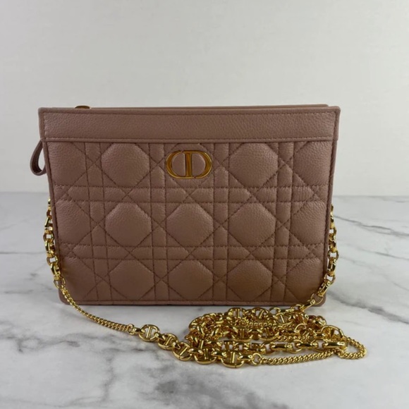 Caro Blush Supple Cannage Calfskin zipped pouch shoulder/crossbody bag - Picture 6 of 6